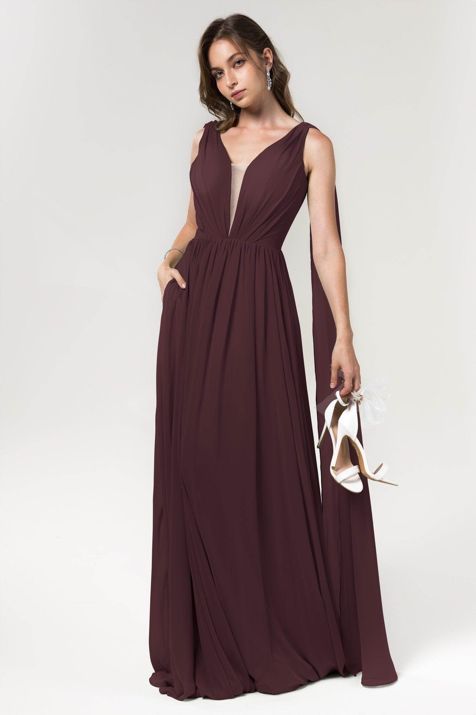 A-Line Floor Length Chiffon Bridesmaid Dress Formal Dresses CB0565 - COCOMELODY